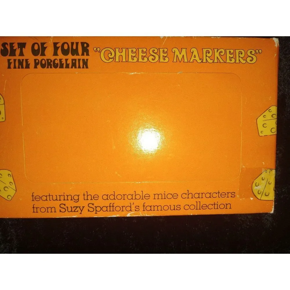 Suzy Zoo Mice Porcelain Cheese Markers Enesco Japan Set of 4 Vintage‎ 1976